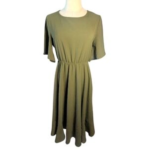 Casual Olive Green Knee Length Dress Small